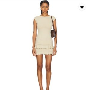 Lioness Light Beige Ruffle Mini Dress